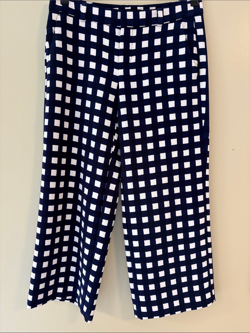 Banana Republic Navy White Geometric Wide Leg Crop Pants Size 2